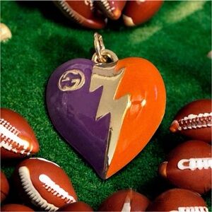 GUCCI Heart Lightning Bolt Pendant in Purple & Orange | Clemson Tigers | Stamped